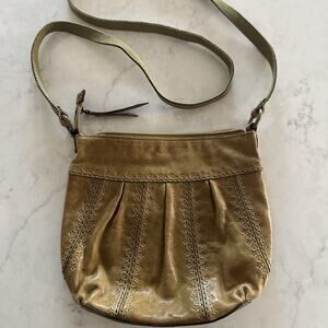 Genuine Leather Fossil Olive Green Shoulder Crossbody Bag Vintage Boho